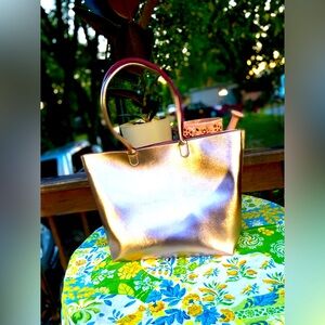 Bath and Body Works Metallic VIP Rose Gold Tote Bag/Purse